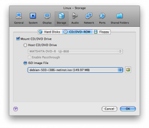 Select the netinst ISO as a boot image. Select the netinst ISO as a boot image.